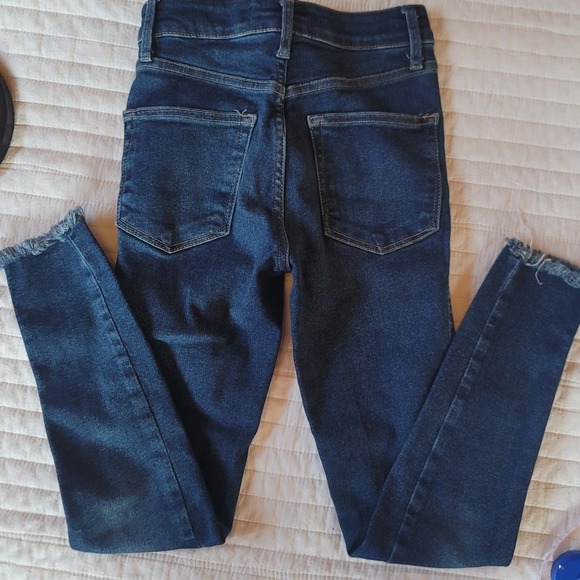 We The Free Denim - We The Free Twenty Five Distressed Raw Hem Skinny Jeans Dark Wash Edgy Sz 25